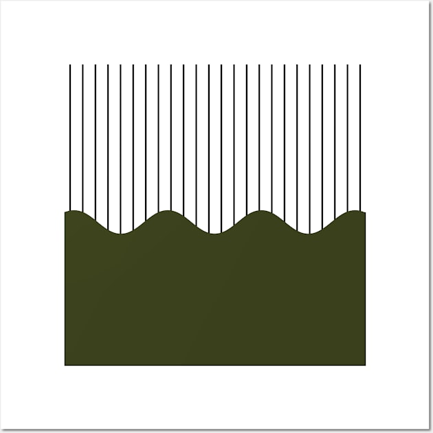 Wave & Lines (Olive Green) Wall Art by summer-sun-art